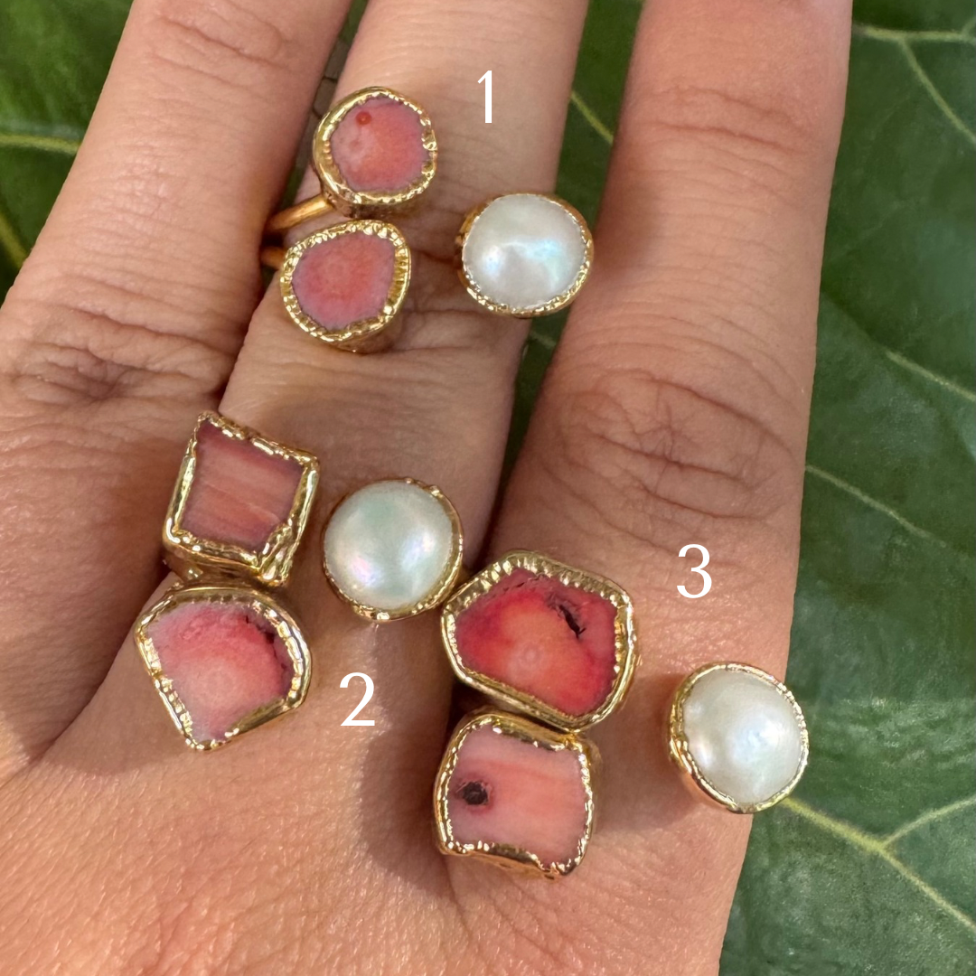 Coral Pearl Ring